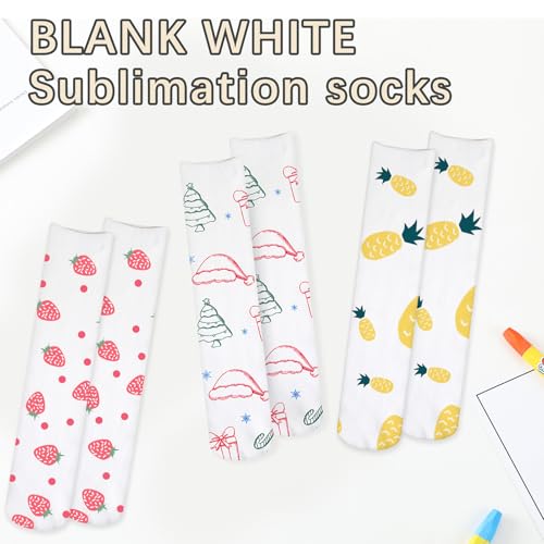 ARKBAODAN 20 Pairs sublimation socks blanks adult 15.7 Inch Football blank socks Sublimation High Sock Printable Athletic Crew Socks for Men Women Teen Sports Sock Party Decoration - Thumbnail 6