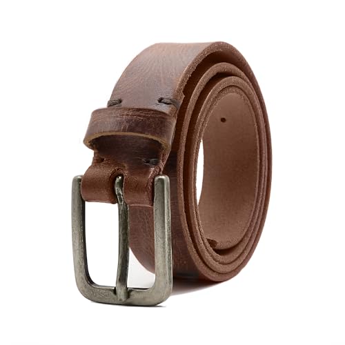 Deneau London Genuine Leather Belt for Women, Handmade for Jeans and Casual Wear, Luxury Gift Box, Fashionable Vintage (Dark Tan, X-Large)