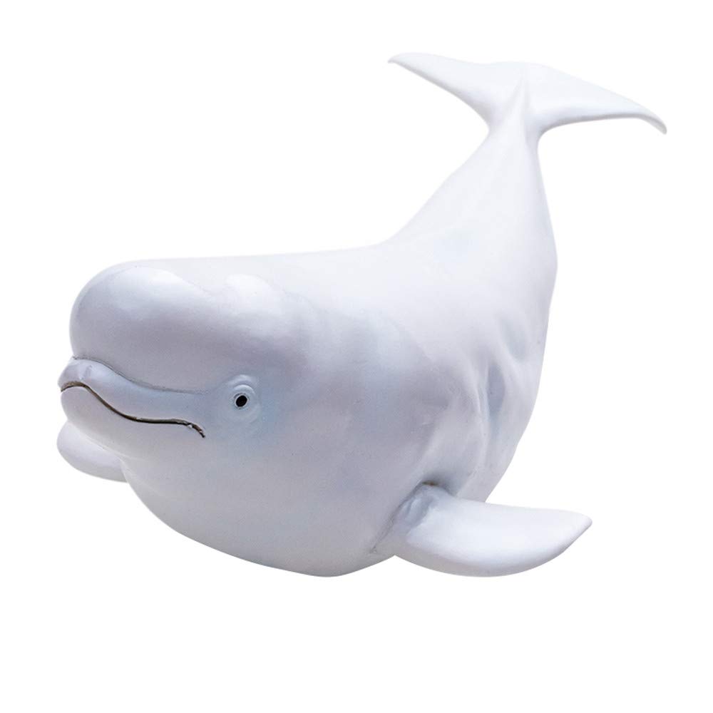 RECUR White Whales Beluga Sea Animal Figures Model Figurine Classroom Educational Animal Figures Birthrday Gift Party Favors Toys Marine Life for Children Toddlers, Office Home Decoration Collections