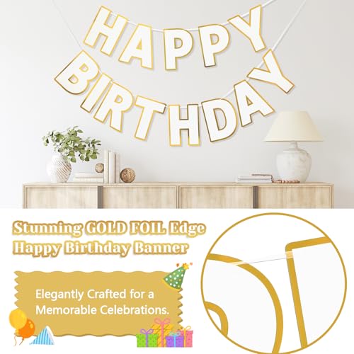 Image of Pre-Strung Happy Birthday Banner White Party Decorations