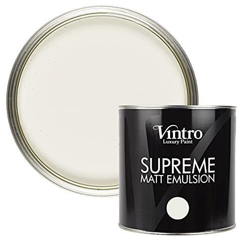 Vintro Paint | Luxury Matt Emulsion | White hint of Grey | Smooth Chalky Finish | Multi Surface Paint | for Walls, Ceilings, Wood and Metal 2.5L (Pearl)