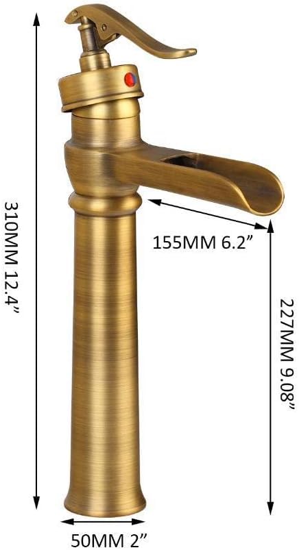 Mitigeur en laiton antique cascade pour lavabo rétro chic - 4