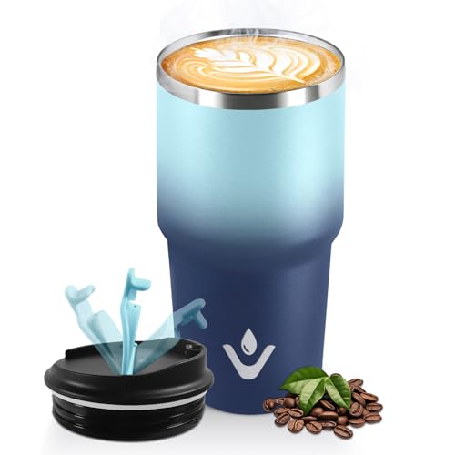 HoneyHolly Termo Cafe 600 ML, Reutilizables, Vaso Termico Cafe Antigoteo para Coche, Acero Inoxidable 304, Taza Termica Para Llevar, Termo Café Hermético para Café Frío y Caliente, Leche y Té