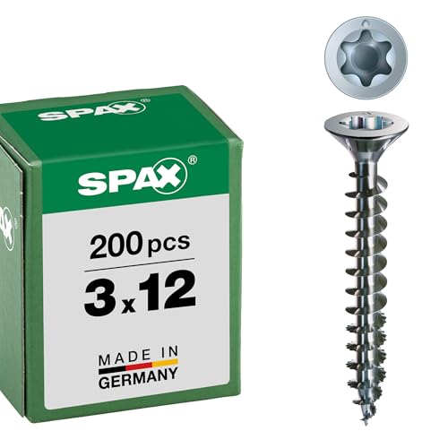 SPAX Universal, Senkkopf, T-Star plus, Multi-Kopf, Vollgewinde, Galvanisch, A2J, Blank Verzinkt, 3,0 x 12 mm, 200 Stück