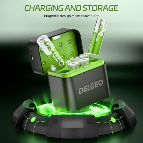 Image of Rechargeable Lithium Batteries AA 8 Pack with Charger, 3600 mWh High Capacity 1.5 V AA Batteries, Long-Lasting Rechargeable Lithium Battery AA with Integrated Charging Storage Box