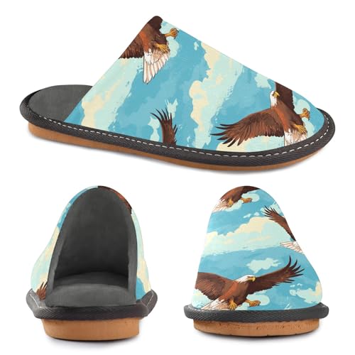 Flying Hawk Fuzzy Slippers Soft Home Bedroom Slippers for Women Men House Shoes4