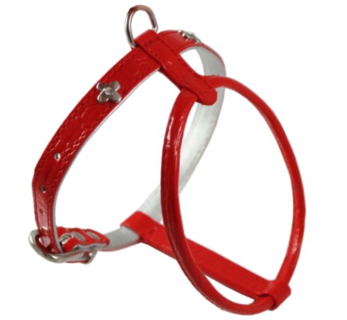 Red Faux Leather Studded Dog Harness Small For 12.5"-15.5" Chest #TOP4