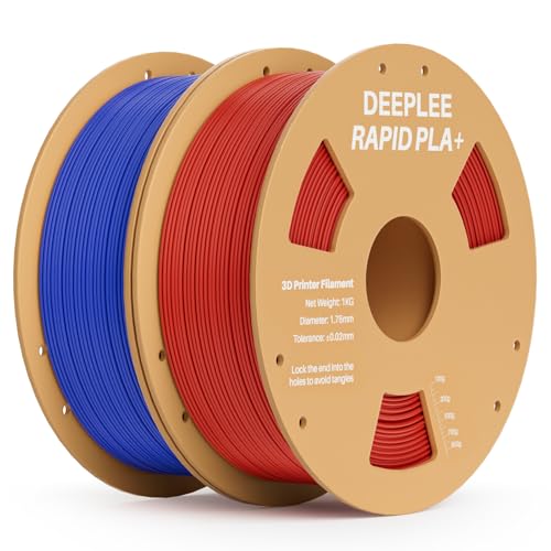 Image of Rapid PLA Plus Filament 1.75mm, High Speed 3D Printer Filament Up to 600mm /s, PLA+ Filament Dimensional Accuracy + /- 0.02 mm Fits Most FDM 3D Printer, Cardboard Spool 2 Pack 1kg Red & Blue