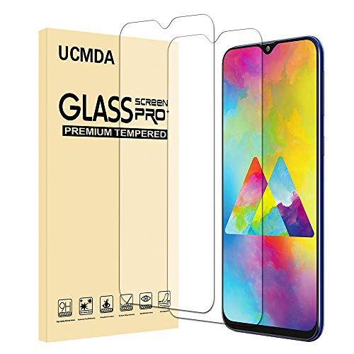 UCMDA Protector de pantalla de cristal templado para Samsung Galaxy M20, dureza 9H, 2 unidades