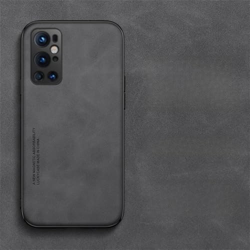 Étui de téléphone pour OnePlus 9 Pro et 8 7T en cuir gris foncé avec support