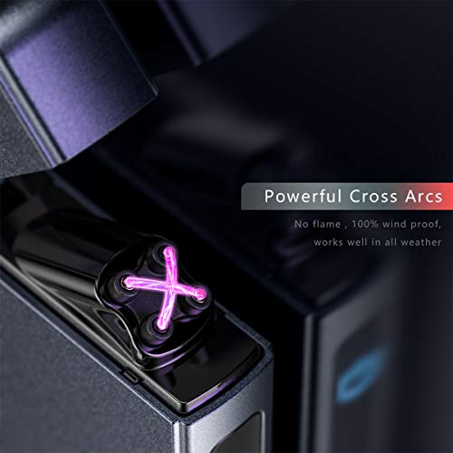 VVAY Elektro Lichtbogen Feuerzeug USB Aufladbar, Windfestes Plasma Arc Sturmfeuerzeug,Flammenloses E Feuerzeug (Tinte… – Bild 5