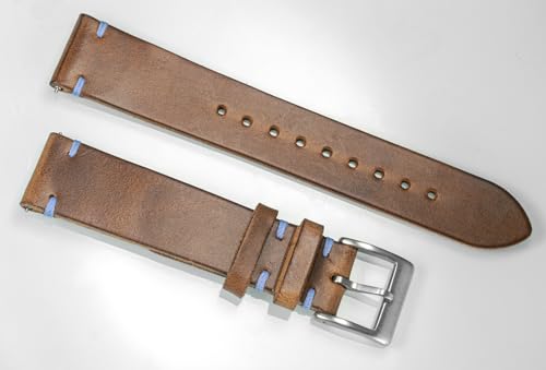 Image of hemsut h Leather Watch Bands for Men, Horween Quick Release Leather Watch Strap Vintage Watch Replacement Wrap of 18mm, 20mm, 22mm