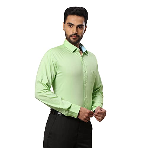 Image of Raymond Men's Pure Cotton Solid Pattern Slim Fit Regular Collar Full Sleeve Casual Shirt