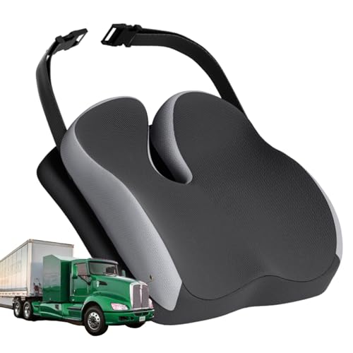 Cojin Asiento Coche Conductor - Cojin Elevador Coche Adulto para Elevar la Altura 10 cm - Cojin Coxis Ergonomico de Espuma Viscoelástica Portátiles para Coche Silla Oficina Silla Ruedas (Negro)