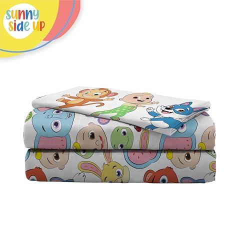 Image of Sunny Side Up CoComelon Twin Size Sheeet Set - 3 Piece Kids Animals Bedding Set Includes Pillow Cover - Super Soft Microfiber Sheets