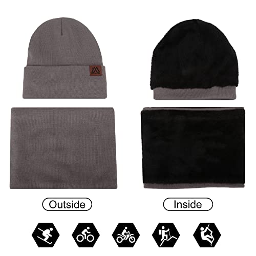 mysuntown Winter Hat Scarf and Touch Screen Gloves 3-Piece Set, 2025 Cold Weather Knit Fleece Lined Warm Unisex Sets3