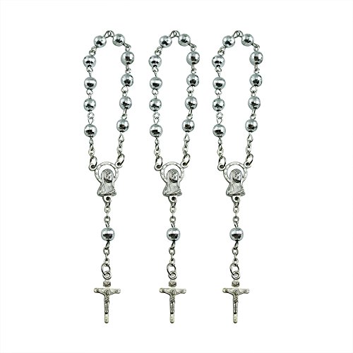 24PCS Mini Rosaries with Silver Plated Accent Color - Communion Baptism Favors - Recuerditos para Bautizo - Christening - Decenarios