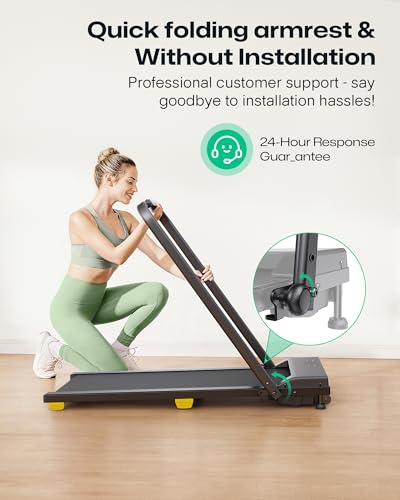 UREVO Walking Pad, 9% Incline Under Desk Treadmill with HIIT Program for Home and Office, 3 in 1 Foldable Treadmill with Remote Control, LED Display