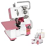 DPLWJPP Máquina de Coser Overlock de Cuatro Hilos Máquina de Coser Overlock de Escritorio Remalladas y Overlock con Estructura Metálica y Capacidad de 300w