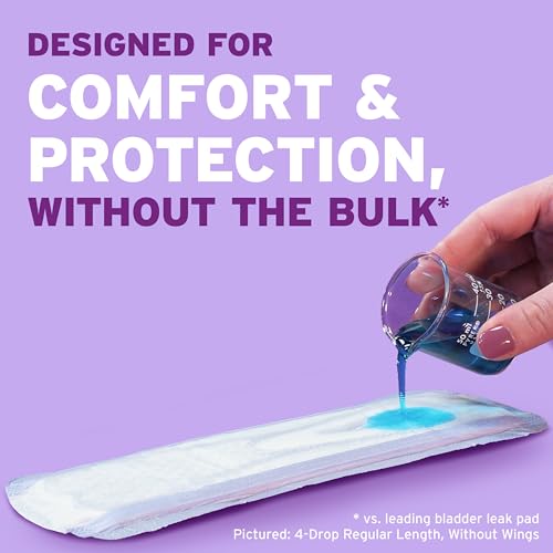 Image of Poise Ultra Thin Incontinence & Postpartum Pads with Wings for Bladder Leaks, 5 Drop Maximum Absorbency, Long Length, 60 Count (Packaging May Vary)