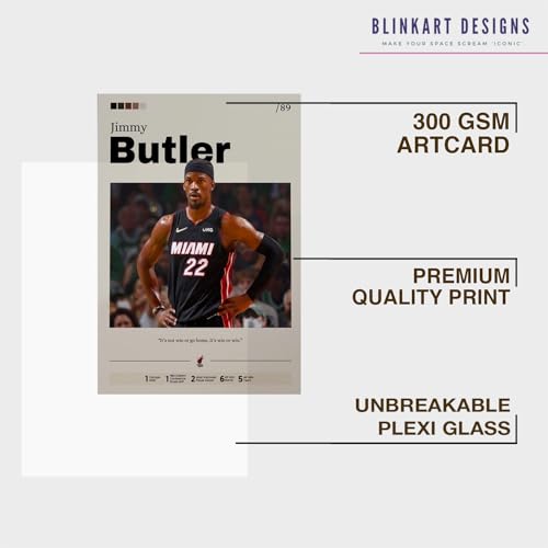 Image of BLINKART Jimmy Butler | Nba Basketball Player | Synthetic Wood Photo Framed Wall Hanging Poster For Room & Office Bedroom Living Boys And Girl Room Home Wall Hanging | 12x18 Inches