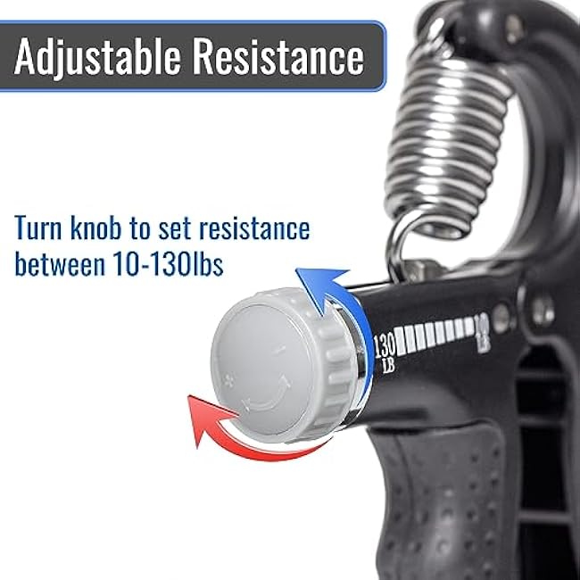 DMI Compact Hand Exercise Grip Strengtheners with Adjustable Weight Resistance from 10-130lbs, Grip Tracker keeps Track of Number of Squeezes, FSA & HSA Eligible, Set of 2