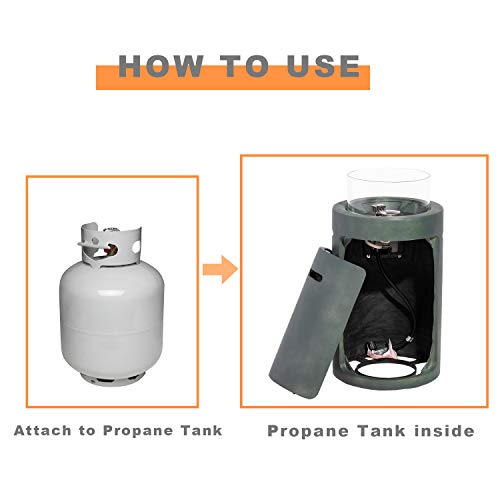 COSIEST-Outdoor-Propane-Fire-Pit-Table-w-Compact-Ledgestone-16-inch-Round-Graphite-Base-and-Glass-Wind-Guard-40000-BTU-Free-Lava-Rocks-Fits-20lb-Grayish-Green