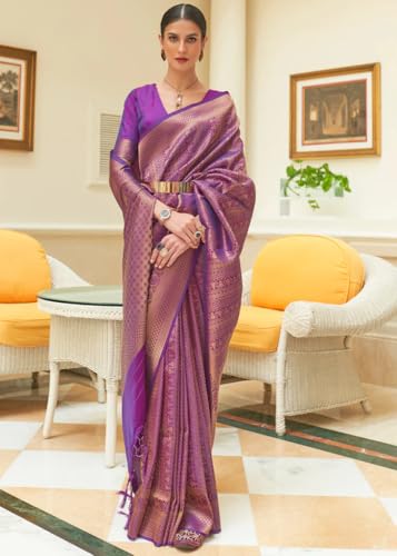 Image of SWORNOF Women's kanjivaram banarasi silk saree for Patola festival Wedding silk with rich pallu Design sarees for women with blouse piece