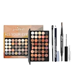 All-in-One Augen Makeup Set, Komplettes Make-up-Set mit 40 Farben Lidschatten Palette Mascara Brauenstift Eyeliner Make-up Pinsel, Alles in Einem Kosmetik für Mädchen Frauen Augen Schmink