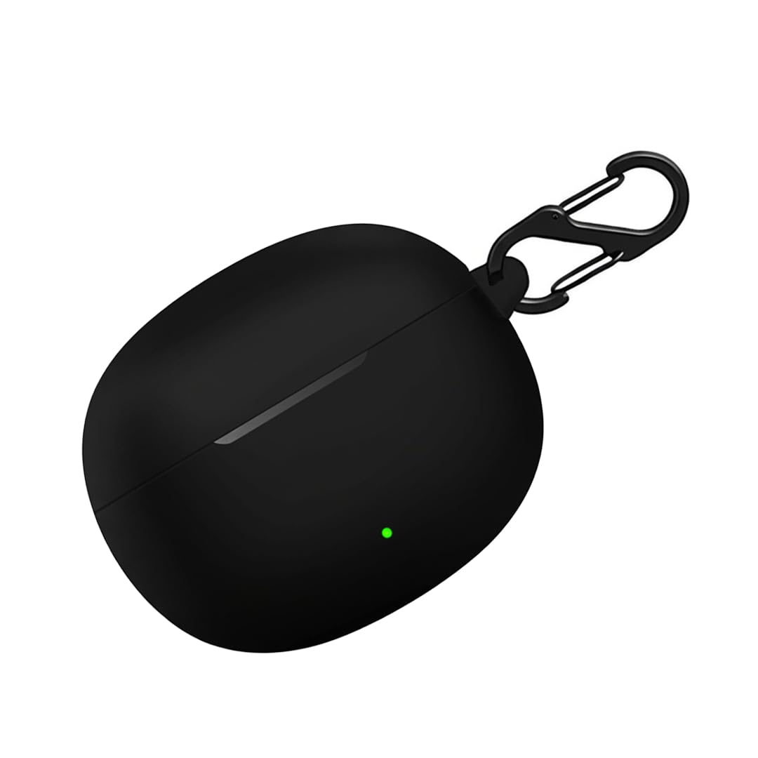 LIRAMARK Silicone Cover Case with Carabiner Compatible with Realme TechLife Buds T110 (Black)-image-23