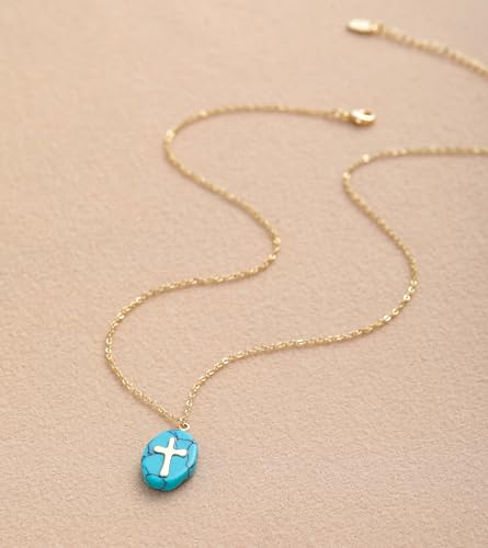 Cross Necklace for Women 14K Gold Plated Crystal Pendant Necklace Handmade Gem Necklaces Dainty Gold Necklaces for Women Trendy4