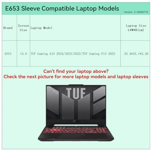 Image of Smatree Elite Laptop Sleeve for 15.6 inch ASUS TUF Gaming A15 2024 /2023 /2022 /F15 2022, Protective Laptop Case with Pocket(E653)