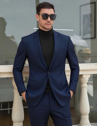 Image of Men's Turtleneck Casual Basic High Neck Long Sleeve T Shirts Half Neck Lightweight Pullover Sweater