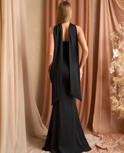 Image of Auraxe 2026 Women's Bodycon Formal Maxi Dresses Elegant Tube Summer Wedding Guest Cocktail Party Dress with Scarf
