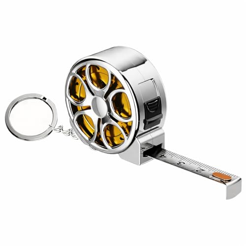 Image of 1Pc Stainless Steel Measure Tape Keychain, ABS Case Retractable Push Button 200 Cm Measurement Tape, Pocket Size, Portable Measuring Tape for Tailor, DIY, Home, Office & Travel (Gold)