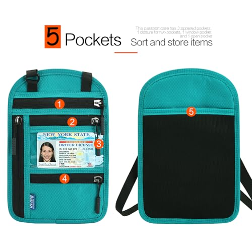 Image of Neck Wallet Lightweight RFID Blocking Waterproof Travel Pouch Passport Wallets for Women Men