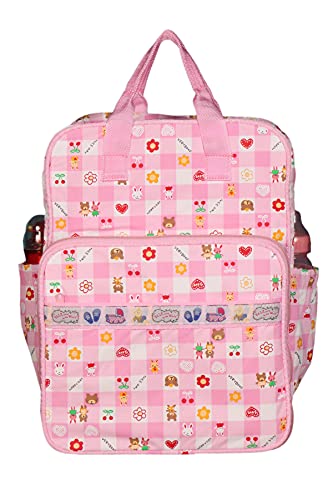 Trendy Dukaan Multipurpose and Multi Compartment PVC Mother Bag with Holder (Prints May Vary). (Pink-4 BagPack)