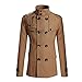 Lu's Chic Men's Double Breasted Coat Korean Trenchcoat Fashion Dress Jacket Slim Fit Business Casual Outwear Long Sleeve Military Topcoat Lightweight Top Pea Coats 2026 A-Khaki Brown