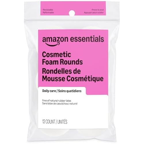 Amazon Essentials Cosmetic Foam Rounds, 12 Count, Pack of 1 (Previously Amazon Basics)