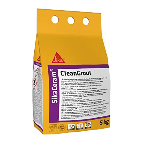 Sika – SikaCeram CleanGrout – High-Performance Floor and Wall Tile Grout – Water Repellent – UV Resistant – Frost Proof – Beige – 5kg