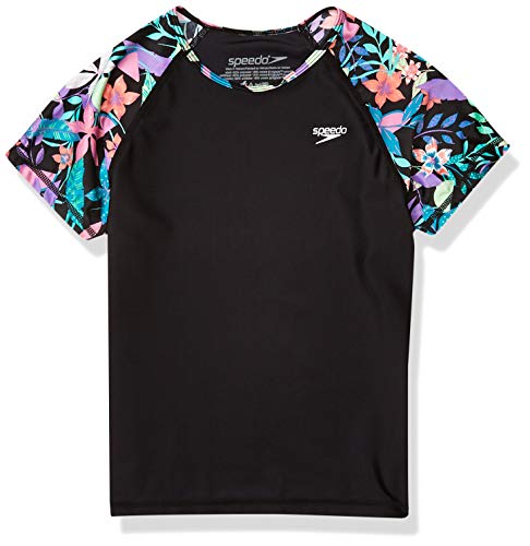 Image of Speedo Girls' Uv Swim Shirt Short Sleeve Printed Rashguard