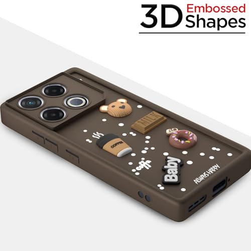 Image of Pikkme Back Cover for Infinix GT 20 Pro 5G | Cute Fun Cartoon 3D Bear Silicone Full Body Protection Bumper Case (Brown)