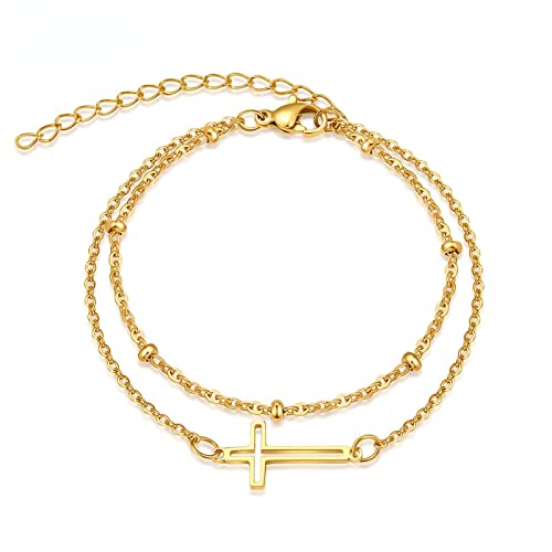 Bracelet double couche croix mode au quotidien - Style élégant pour femme
