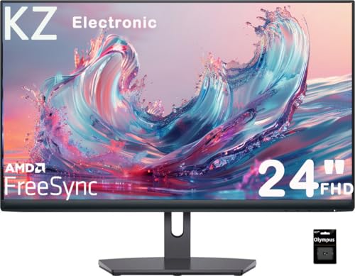 KZ ELECTRONIC® Monitor de computadora FHD de 24 pulgadas - IPS - AMD FreeSync - 3 lados sin bordes - 75 Hz - VESA - Luz azul baja - sin parpadeo - antirreflejos, 2 HDMI, negro