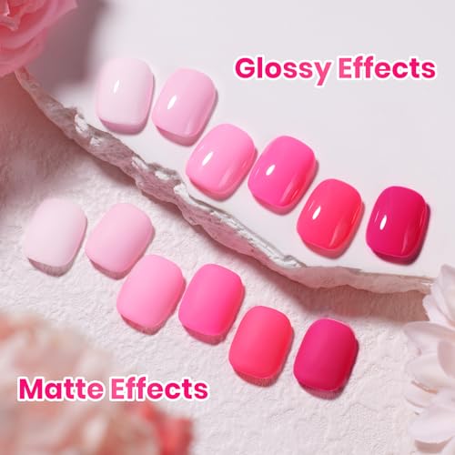 Image of Beetles Pink Gel Polish Set - Pinks Escape 15ML /0.51Fl Oz, 6 Colors Hema Free Pink Gel Nail Polish Set, Same Color Same Bottle, Valentines Nails, Long Lasting Soak Off UV LED Nail Lamp Gifts for Her