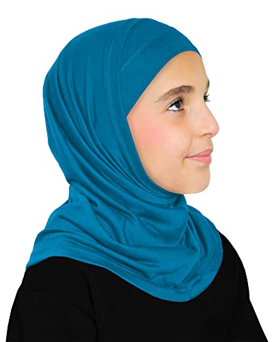 Image of Girls Hijab Muslim Kids Amira 2 piece Instant Head Scarf Easy Pull On Hood & Tube Cap