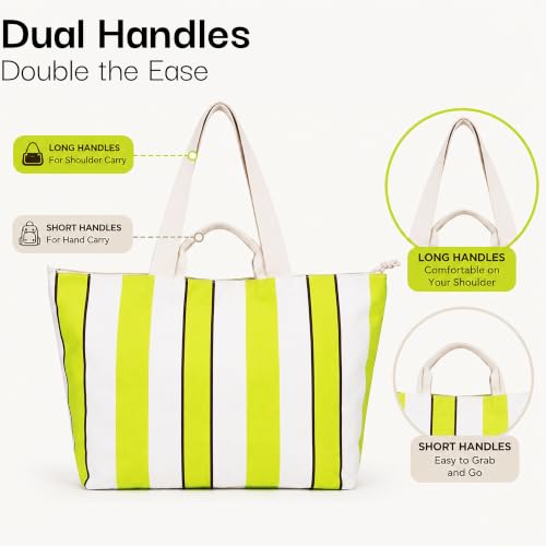 Extra Large Beach Tote Bag For Women, Oversized Travel Tote - Green Stripe by Salt Earth - Used condition - Image 3