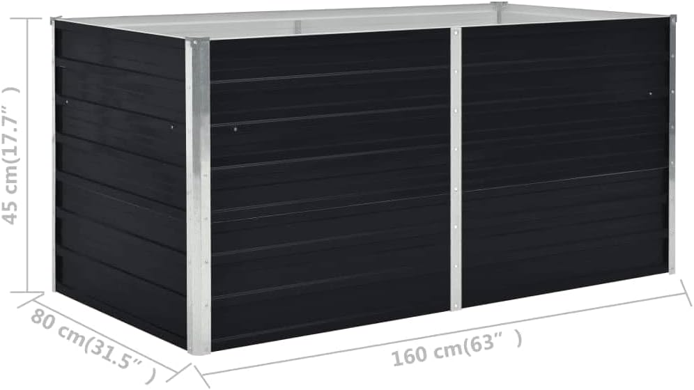 Raised Garden Bed 63"x31.5"x17.7" Galvanized Steel Anthracite Lawn Planters