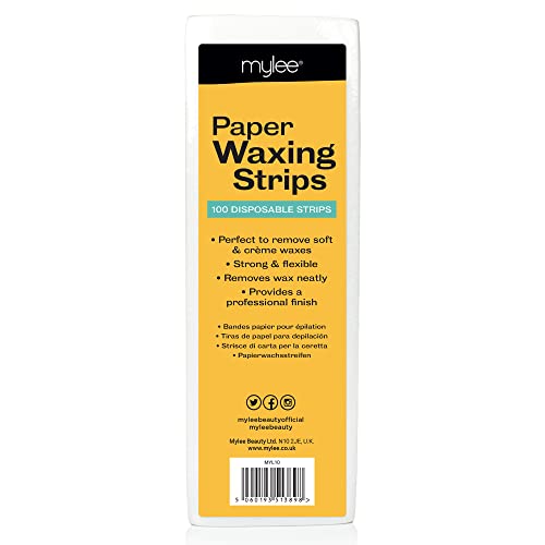 Bandes de Cire en Papier Mylee Professional (paquet de 100) - Grande valeur, Durable et Léger, de Qualité Salon, pour L'épilation à la Maison ou au Salon
