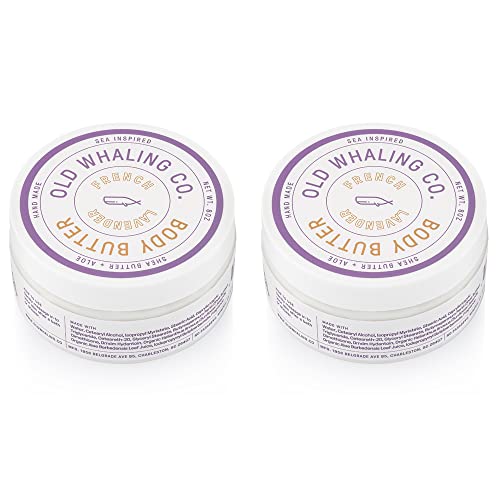 Old Whaling Co | French Lavender Body Butter | Hydrates Skin | Nourishing Cream | Softening Moisturizer | Soothing Shea Butter, Aloe, Sunflower Oil | 8 Oz | 2 Pack #TOP12